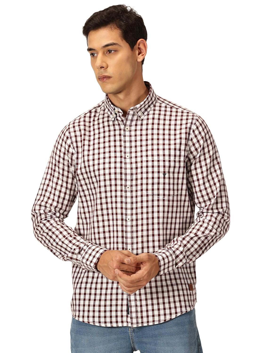 Thomas Scott Men 100% Cotton Full Sleeves Checkered Casual Shirt