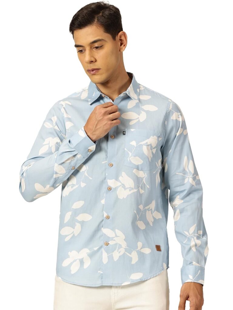 Thomas Scott Men 100% Cotton Full Sleeves Printed Casual Shirt