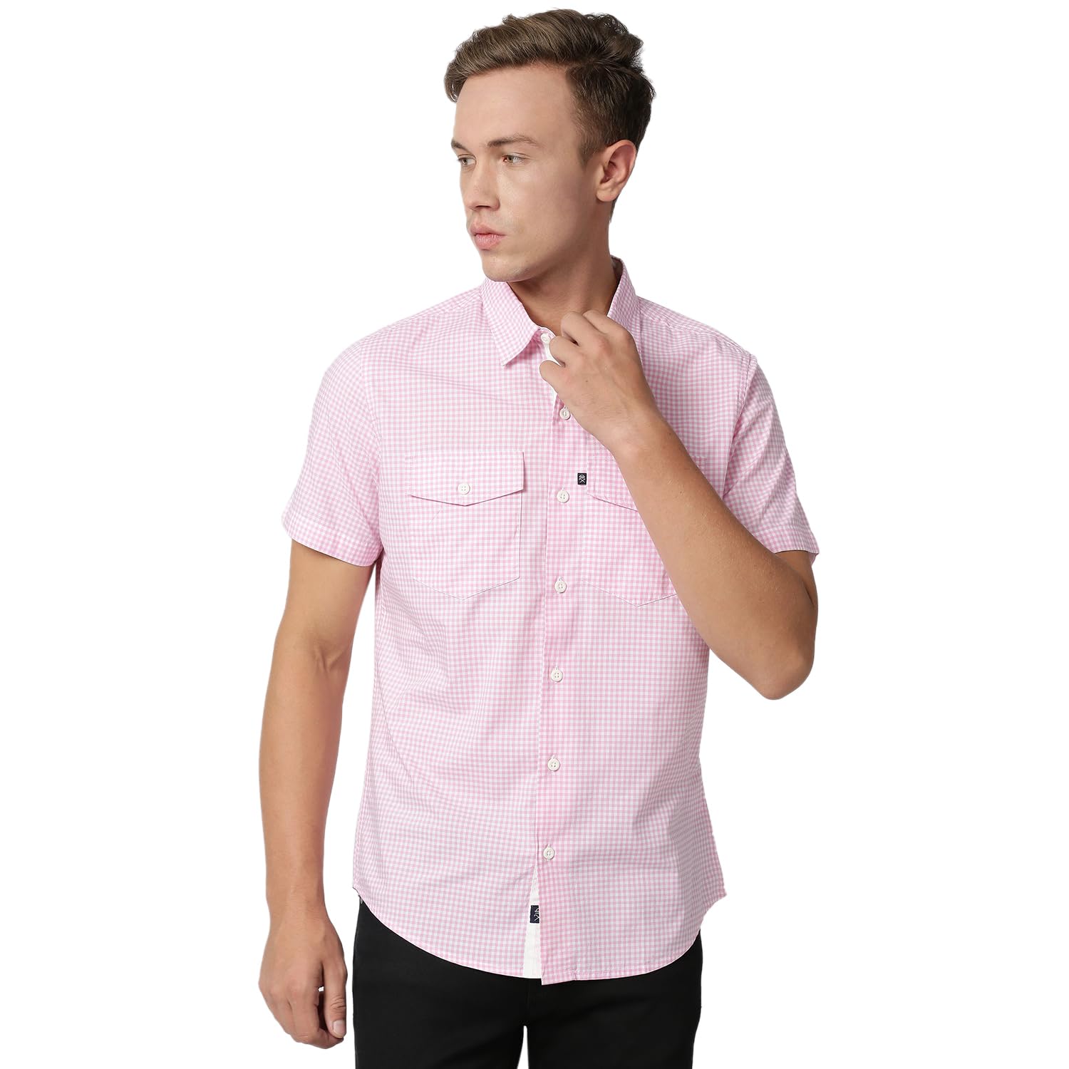 Thomas Scott Men’s Checkered Slim Fit 100% Cotton Casual Shirt with Half Sleeve