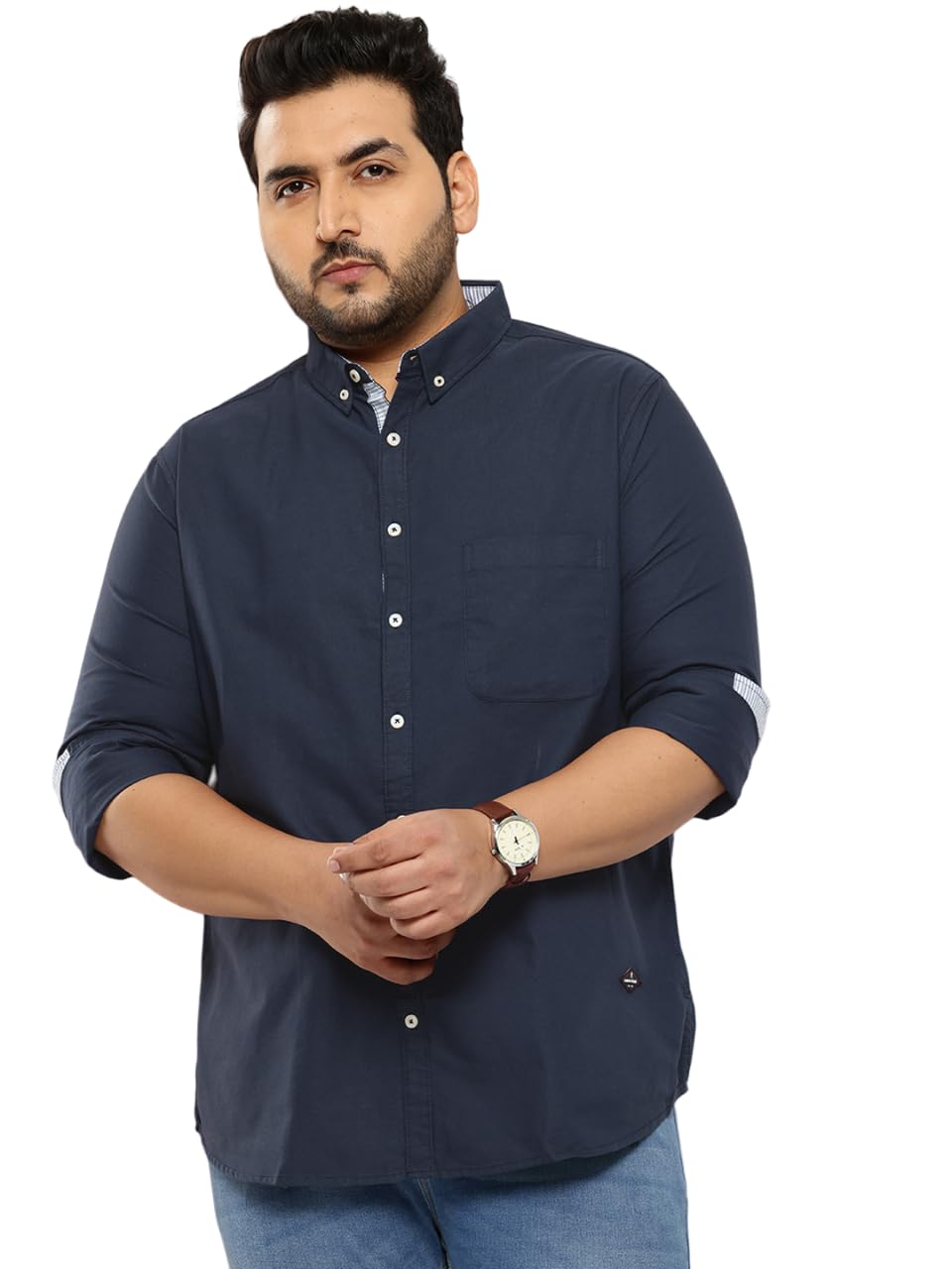 Thomas Scott Men’s | Solid | Full Sleeve | Regular Fit | 100% Cotton | Button Down | Standar Length | Casual Shirt (Plus Size)