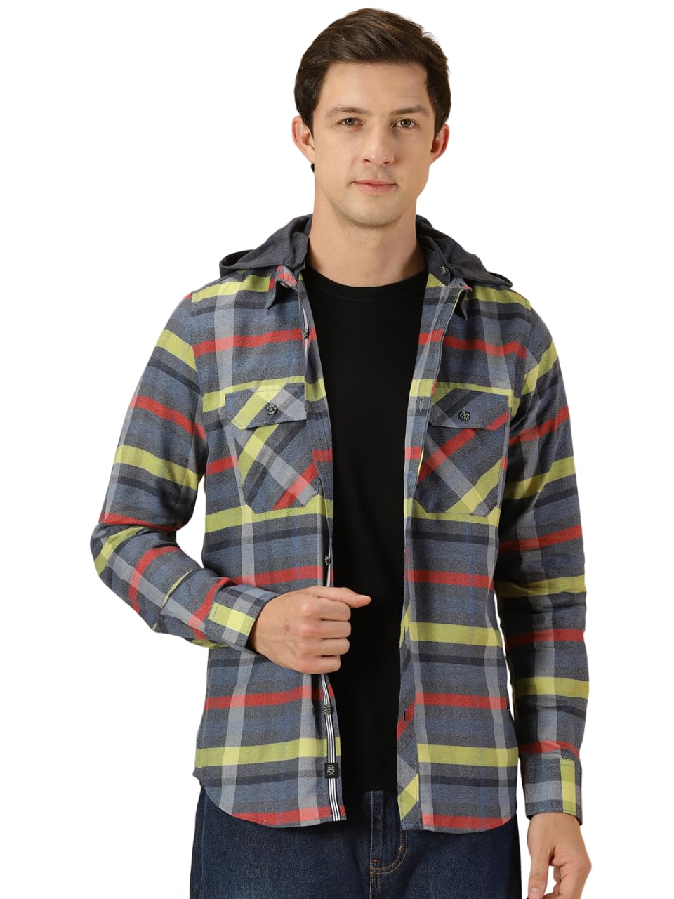 Thomas Scott Men’s | Solid | Full Sleeve | Slim Fit | 100% Cotton | Hooded | Double Pocket | Casual Shirt