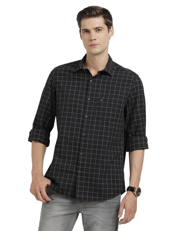 Turtle Men 100% Cotton Slim Fit Check Full Sleeve Casual Shirt