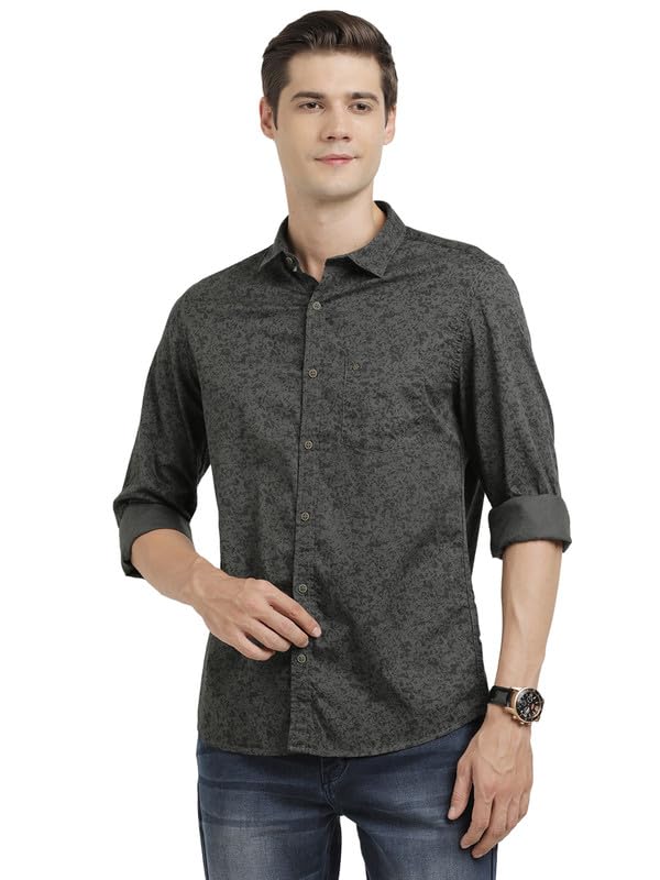 Turtle Men 100% Cotton Slim Fit Printed Full Sleeve Casual Shirt