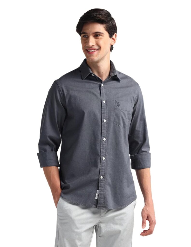 U.S. POLO ASSN. Men’s Solid Cotton Dobby Tailored Fit Shirt