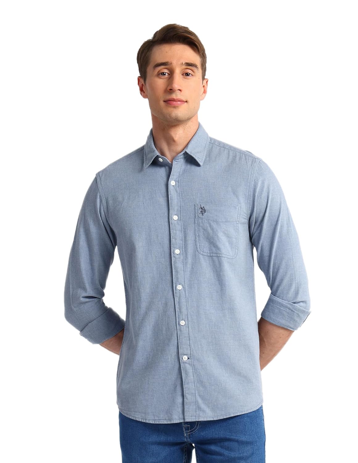 U.S. POLO ASSN. Men’s Solid Pure Cotton Slim Fit Shirt