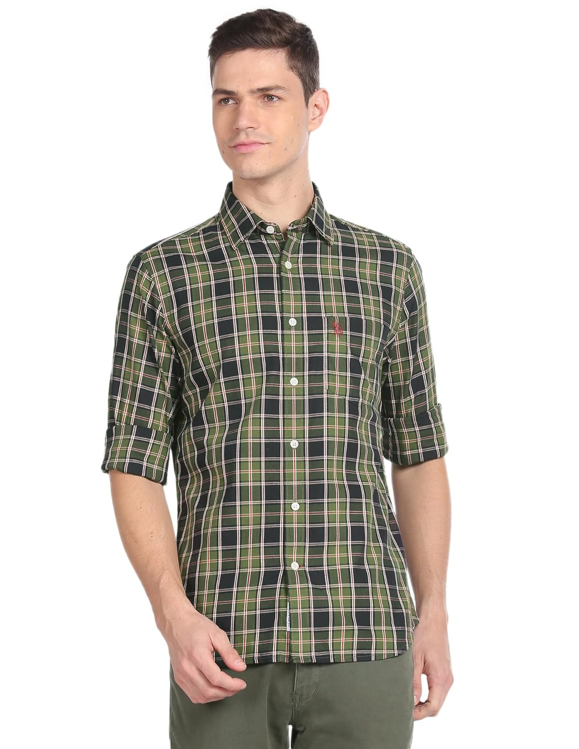 U.S. POLO ASSN. Men’s Tartan Check Cotton Twill Slim Fit Shirt