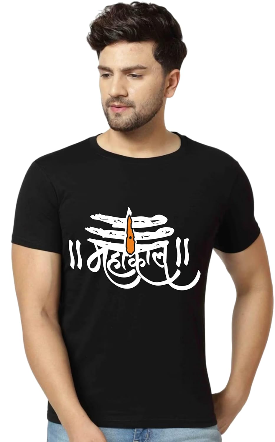 Uniplanet Store Cotton Half Sleeve Regular Fit Typographic Mahakal Black Mens T-Shirt Uniplanet Store Cotton Half Sleeve Regular Fit Typographic Mahakal Black Mens T-Shirt