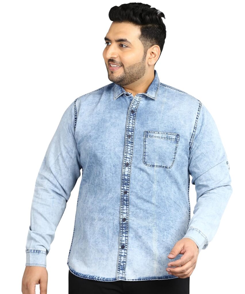 Urbano Plus Men’s Denim Full Sleeve Regular Fit Washed Casual Shirt