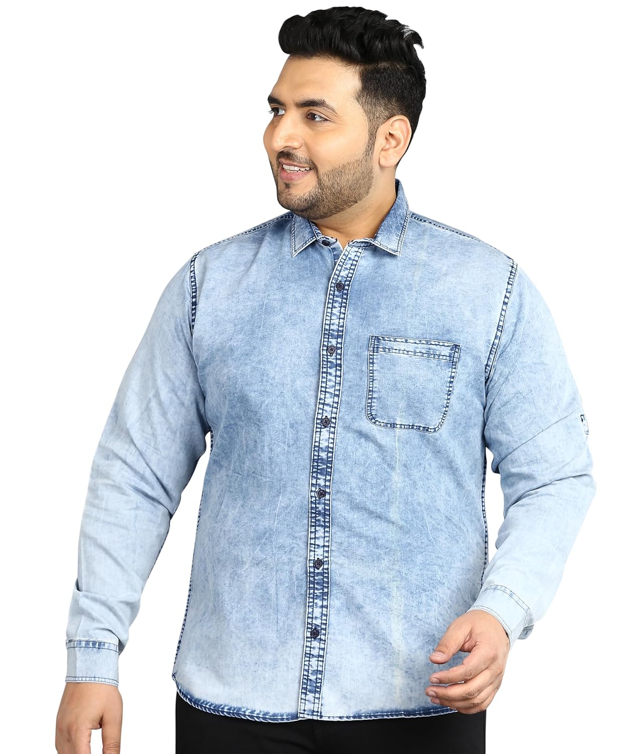 Urbano Plus Men’s Denim Full Sleeve Regular Fit Washed Casual Shirt