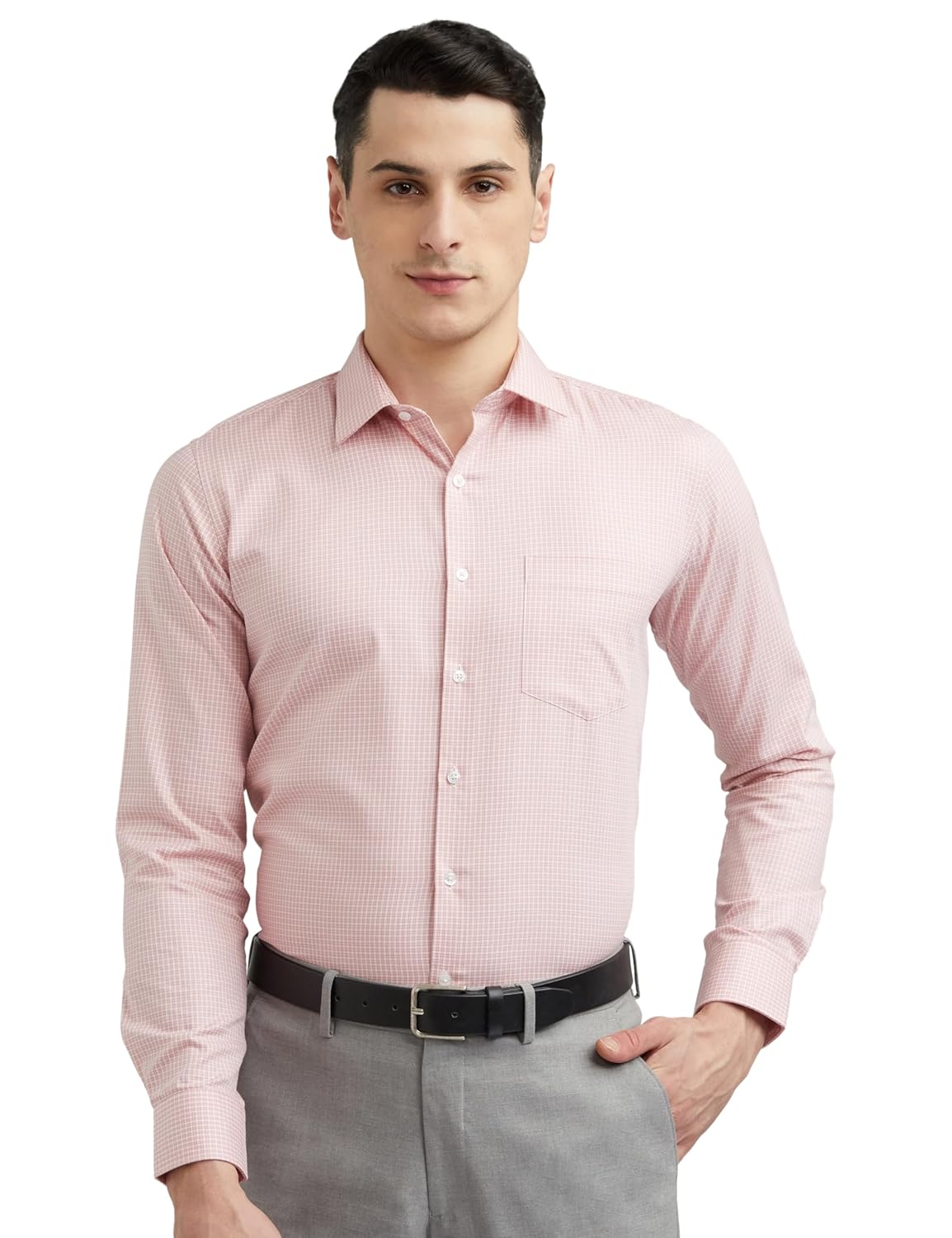 Van Heusen Formal Micro Checkered Shirt for Men| Premium Cotton| Full Sleeves| Slim Fit |Breathable Fabric