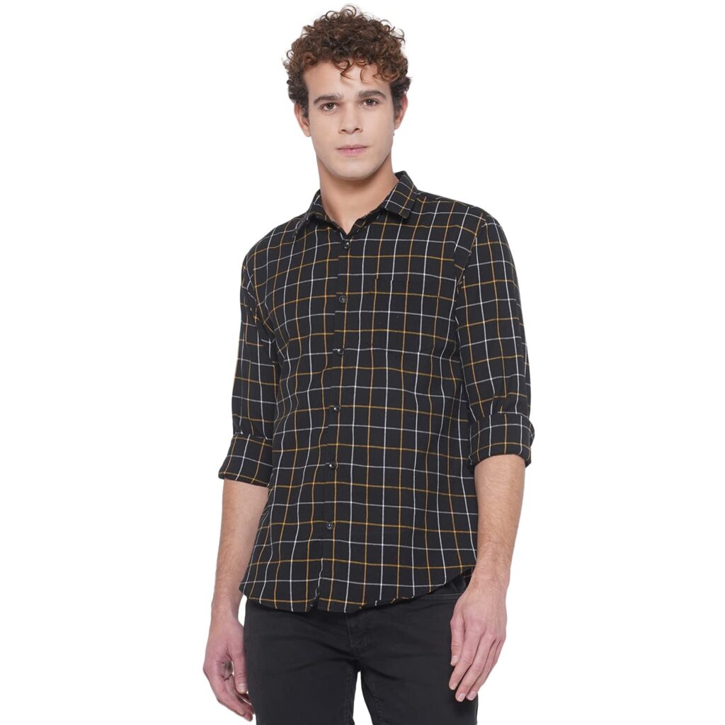 Vastraa Fusion Cotton Regular fit Full Sleeves Casual Check Shirt for Men’s (Black Check) Vastraa Fusion Cotton Regular fit Full Sleeves Casual Check Shirt for Men’s (Black Check)