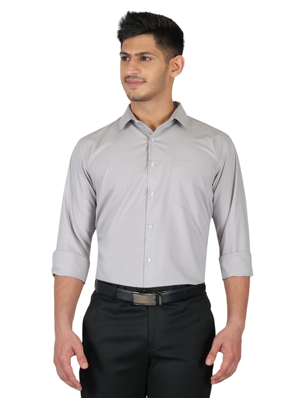 YOUNG & FORMALS by CAMBRIDGE Men’s Slim Fit Solid Formal Shirt | Full Sleeves, Spread Collar | Premium Polyester Cotton Blend | Classic Business & Office Wear
