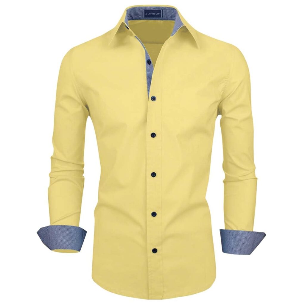Zombom Men’s Solid Cotton Blend Regular Fit Full Sleeve Collared Neck Casual Shirt for Men